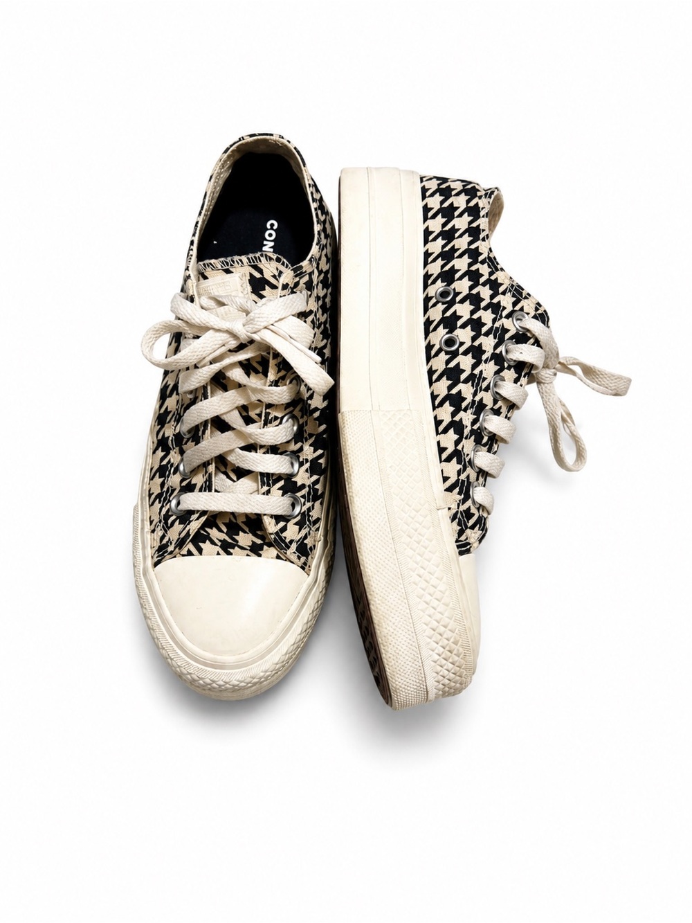 Converse Women's Low-Top Sneakers - Black & Cream Houndstooth - Picture 7 of 7